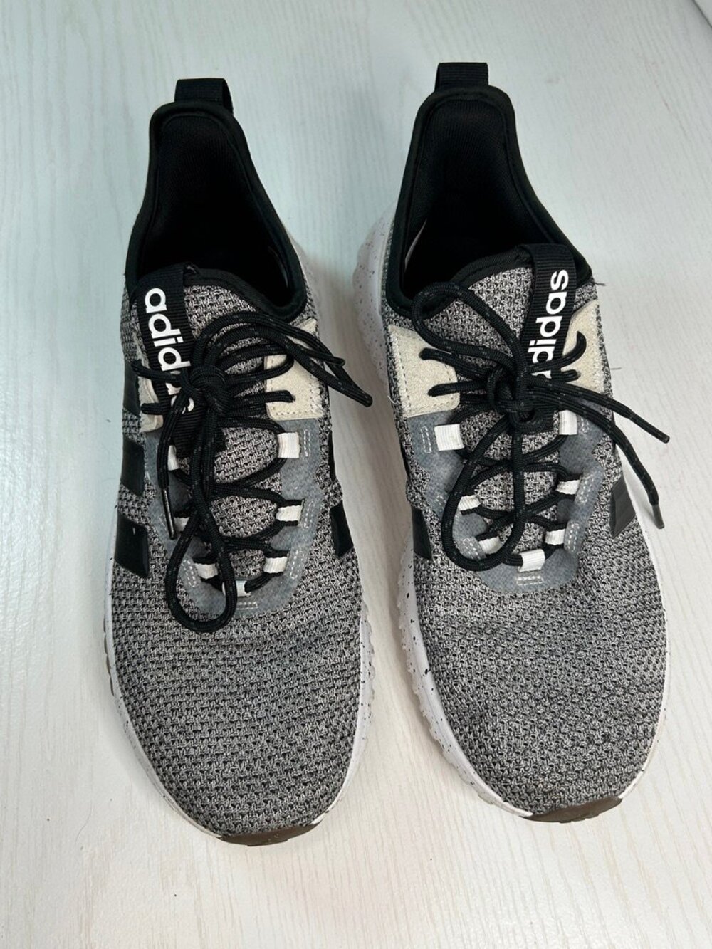 Adidas Gray Black Knit Sneakers Men's Size 8.5 Athletic Casual Streetwear Shoes - Picture 3 of 9